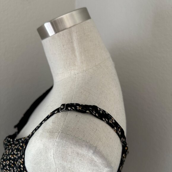 Madewell V Neck Camisole Button Up Spaghetti Straps Black & Floral Print 4 - Picture 7 of 11